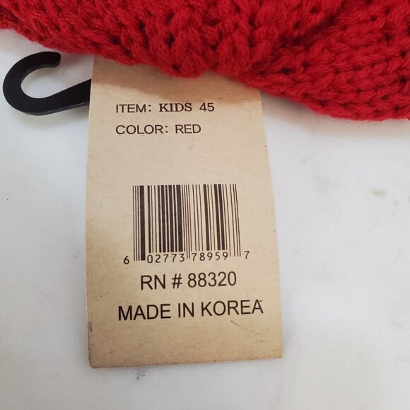 C.C Kids‎ Girl Beanie Leopard Animal Red tan Cableknit hat soft cozy - Picture 4 of 6